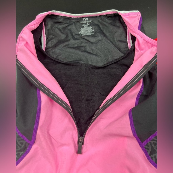 TYR Competitor Women’s Tri Singlet Athletic Tank Top Pink w/ Bra Size S - Picture 4 of 8